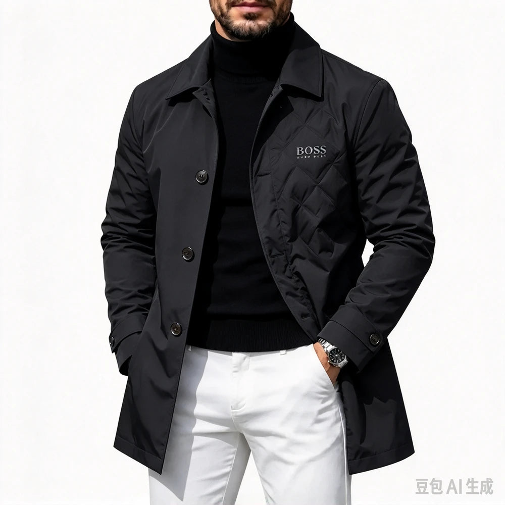 Button-Front Collared Coat