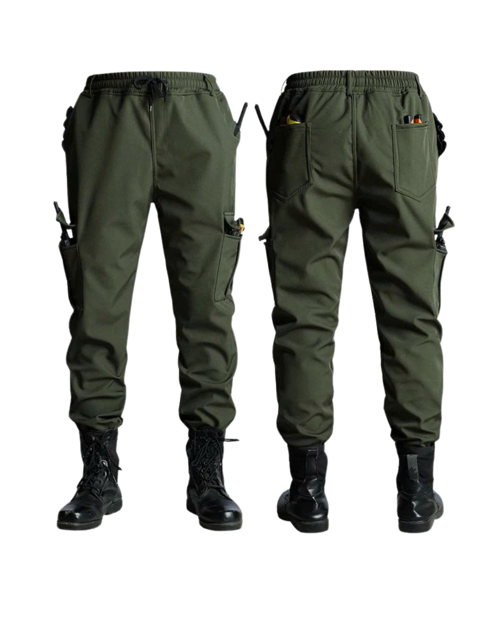 Men 2-Piece Tactical Hooded Jacket & Cargo Pants Outdoor Suit