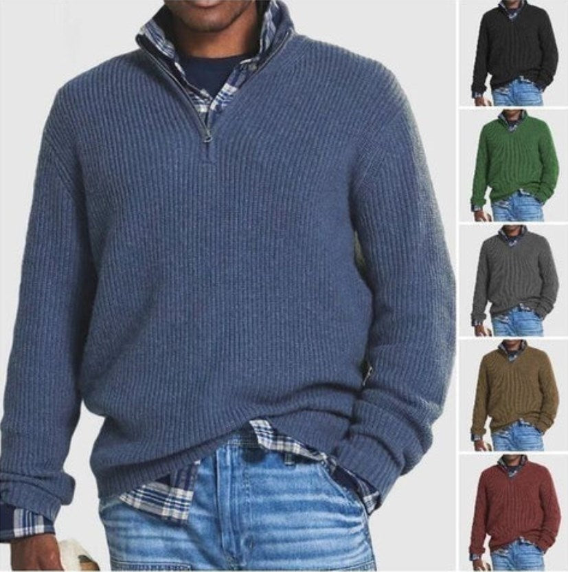 👔Men's Business Casual Zipper Sweater🚆Smooth Anti-Pill Knit, Tailored Fit & Stretch for Comfort (Machine Washable)