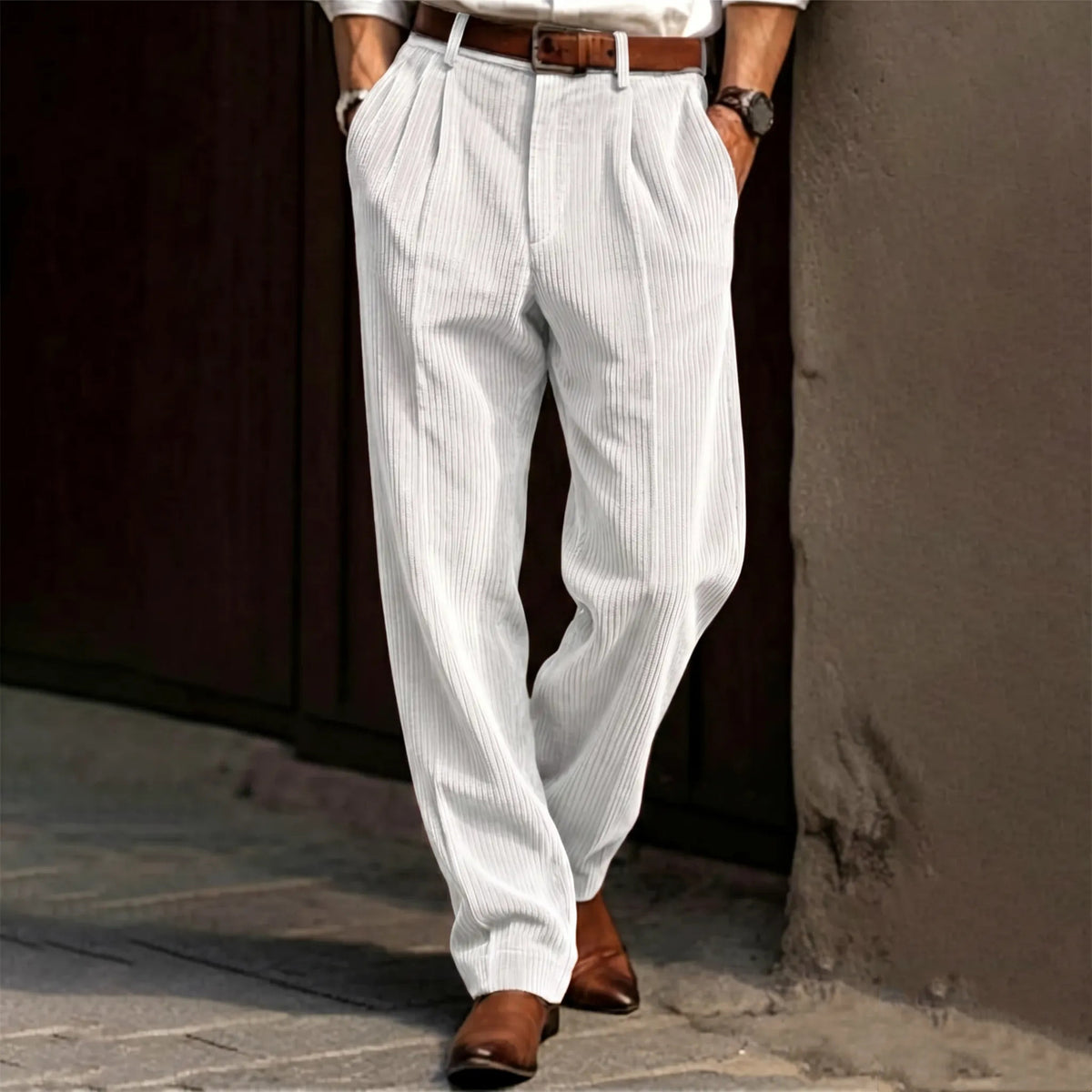 Vintage Pleated Corduroy Wide Leg Pants