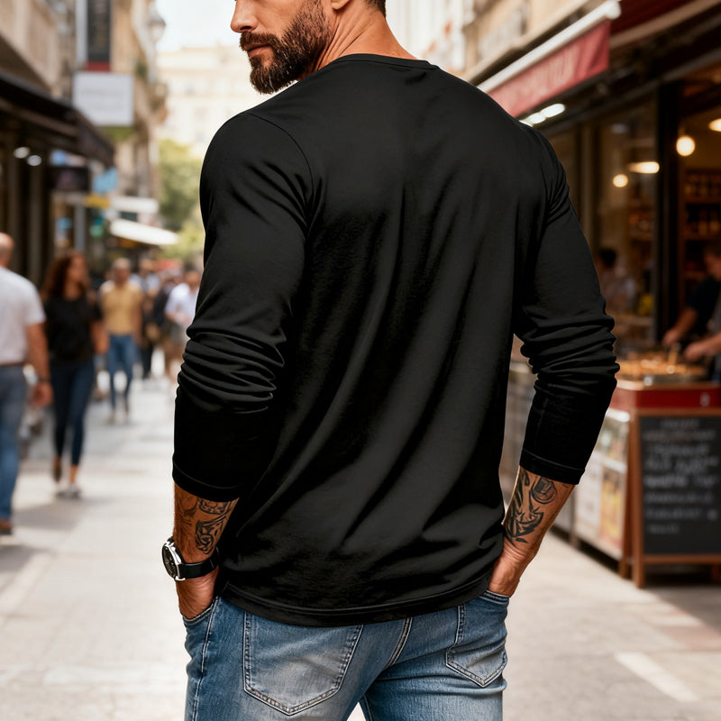 Men’s Slim Fit Henley Long Sleeve T-Shirt