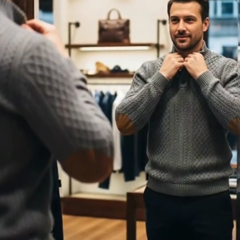 📢📢50%  OFF !! ⏰Men's Textured Jacquard Collared Sweatshirt