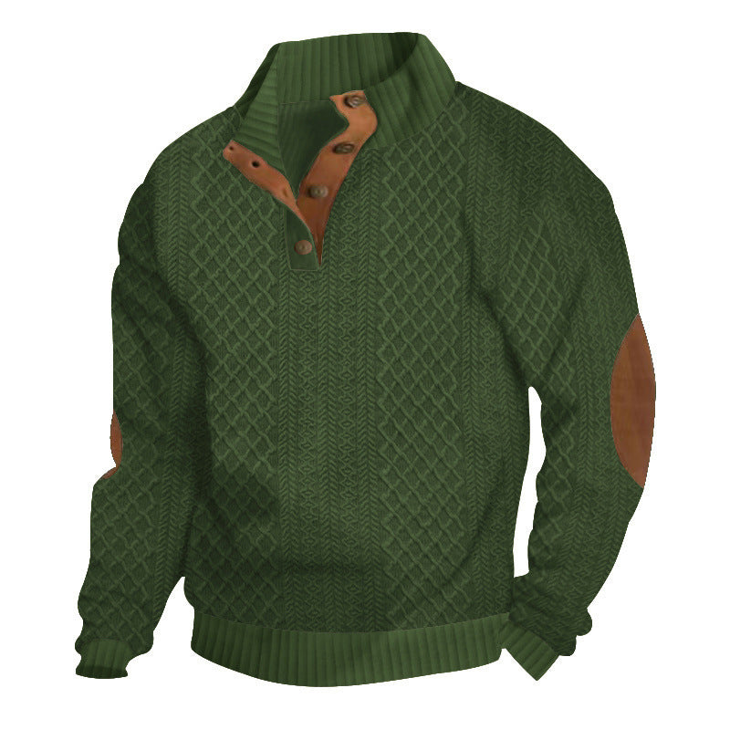 📢📢50%  OFF !! ⏰Men's Textured Jacquard Collared Sweatshirt