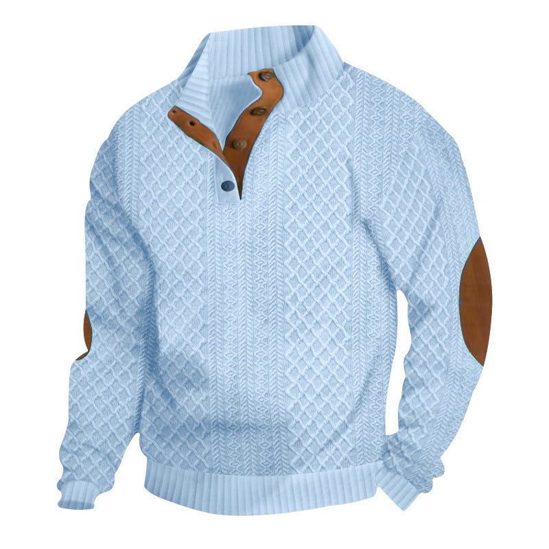 📢📢50%  OFF !! ⏰Men's Textured Jacquard Collared Sweatshirt