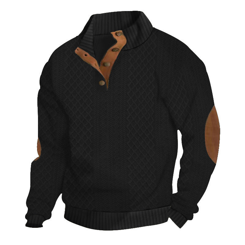 📢📢50%  OFF !! ⏰Men's Textured Jacquard Collared Sweatshirt